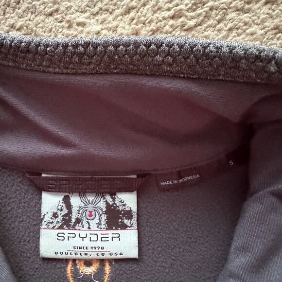 Spyder Sweater Mens Small 1/4 Zip Mock Neck Fleece Grey Long Sleeve - Picture 3 of 11